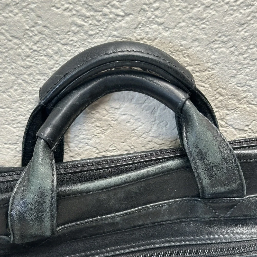 Vintage TUMI 9602D3 Napa Leather Laptop Briefcase Organizer Black Office Work